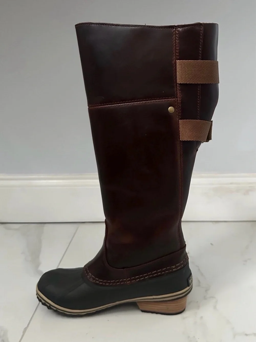 SOREL SLIMPACK TALL Women 6.5 Equestrian Riding Waterproof Nutmeg Brown Leather - Picture 6 of 9